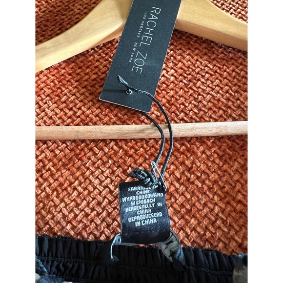 Rachel Zoe Leopard Print Velvet Burnout NWT Smocked Crop Tank Top Small - Picture 7 of 7